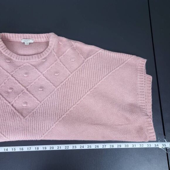 Loft Womens M/L Pullover Wool Blend Sweater Pink Short Sleeve Crewneck Textured - Picture 5 of 6